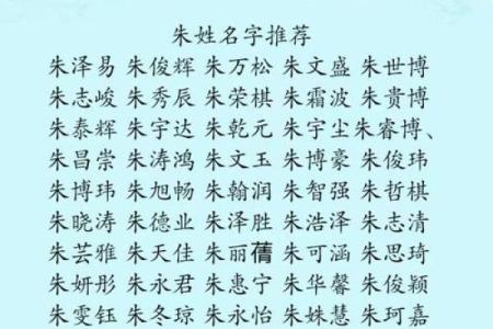 朱姓独特名字推荐与文化解读