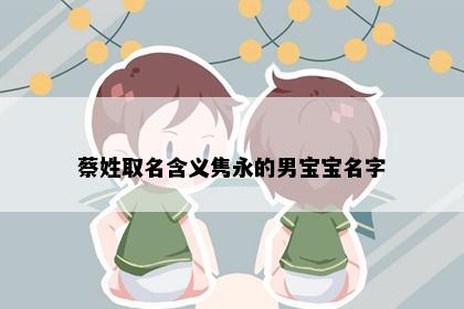 蔡姓取名含义隽永的男宝宝名字