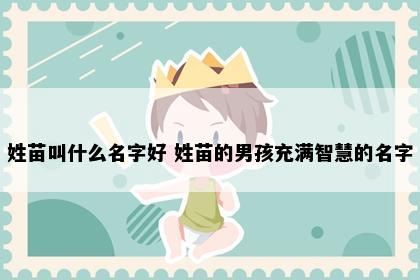 姓苗叫什么名字好 姓苗的男孩充满智慧的名字