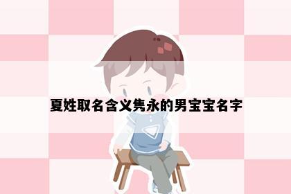 夏姓取名含义隽永的男宝宝名字
