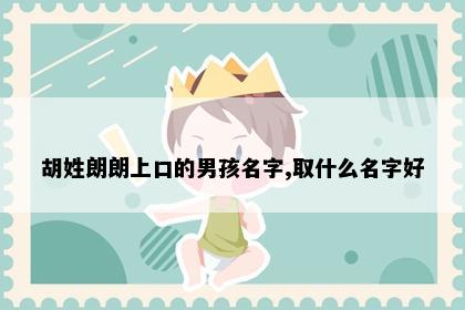 胡姓朗朗上口的男孩名字,取什么名字好