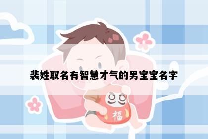 裴姓取名有智慧才气的男宝宝名字